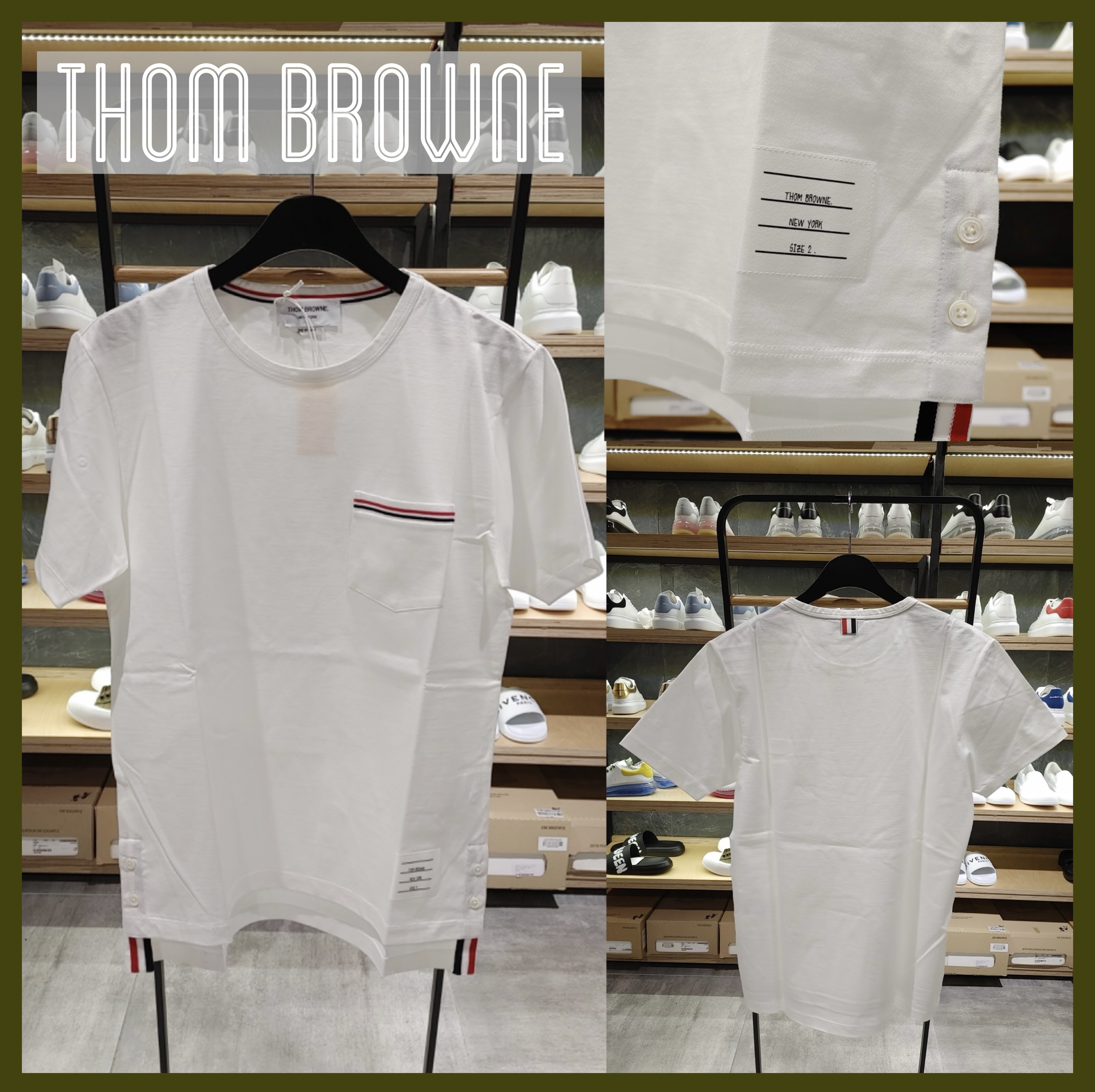 【関税込み】 ☆THOM BROWNE☆ メンズ コットン 半袖Tシャツ