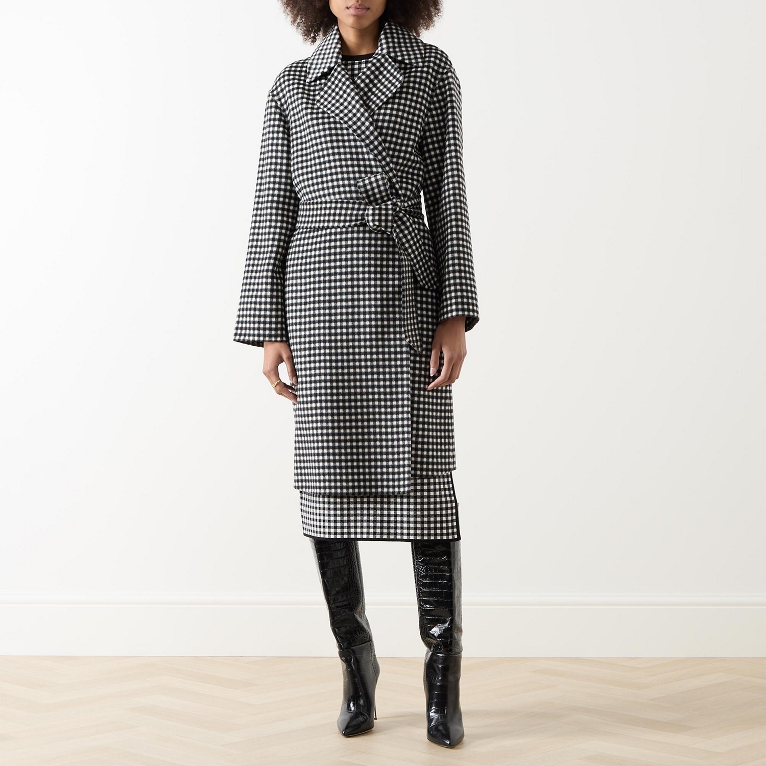 《送料無料》 MAX MARA Vichy wool dressing gown coat ALCADE