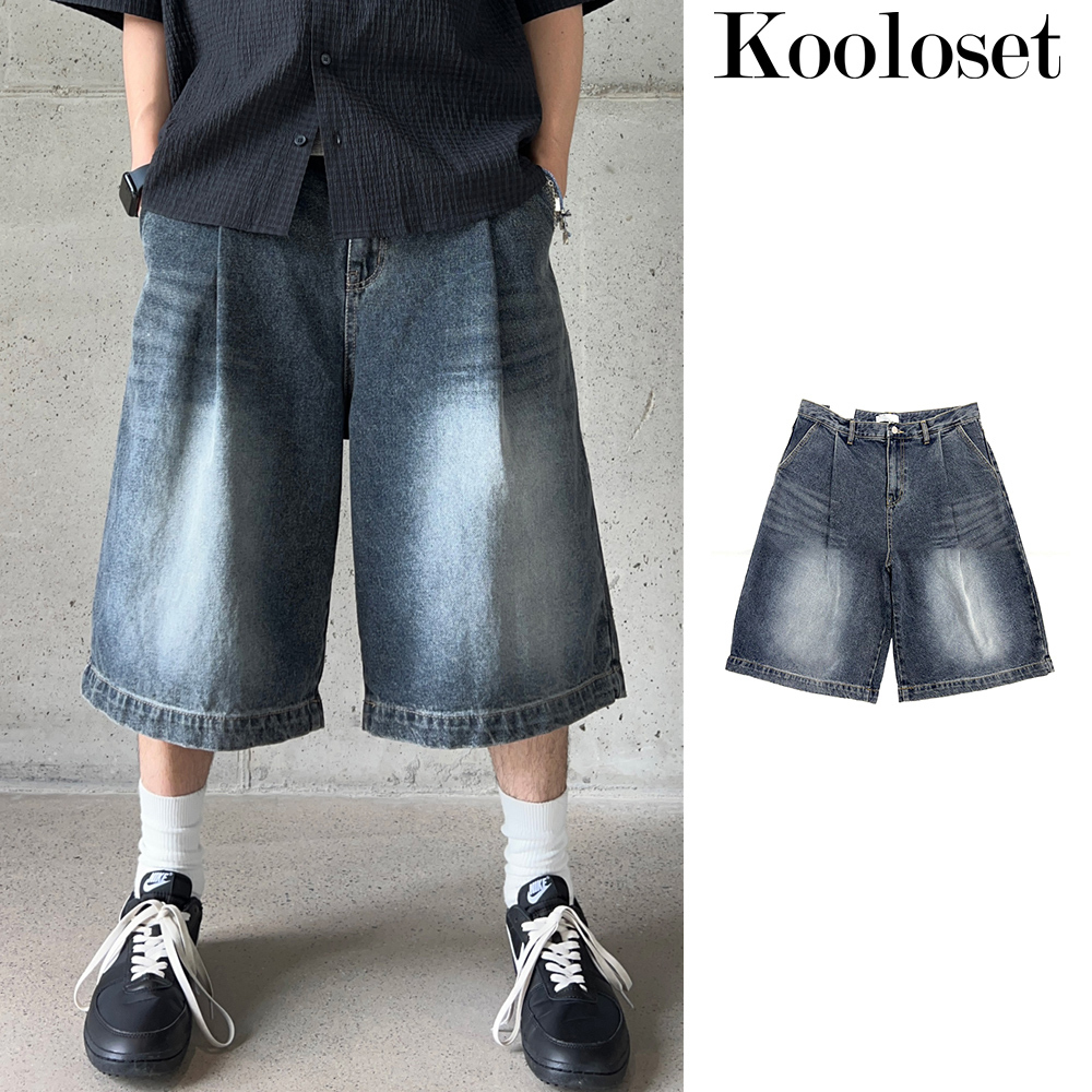 【KOOLOSET】Grayish Washing Bermuda Denim