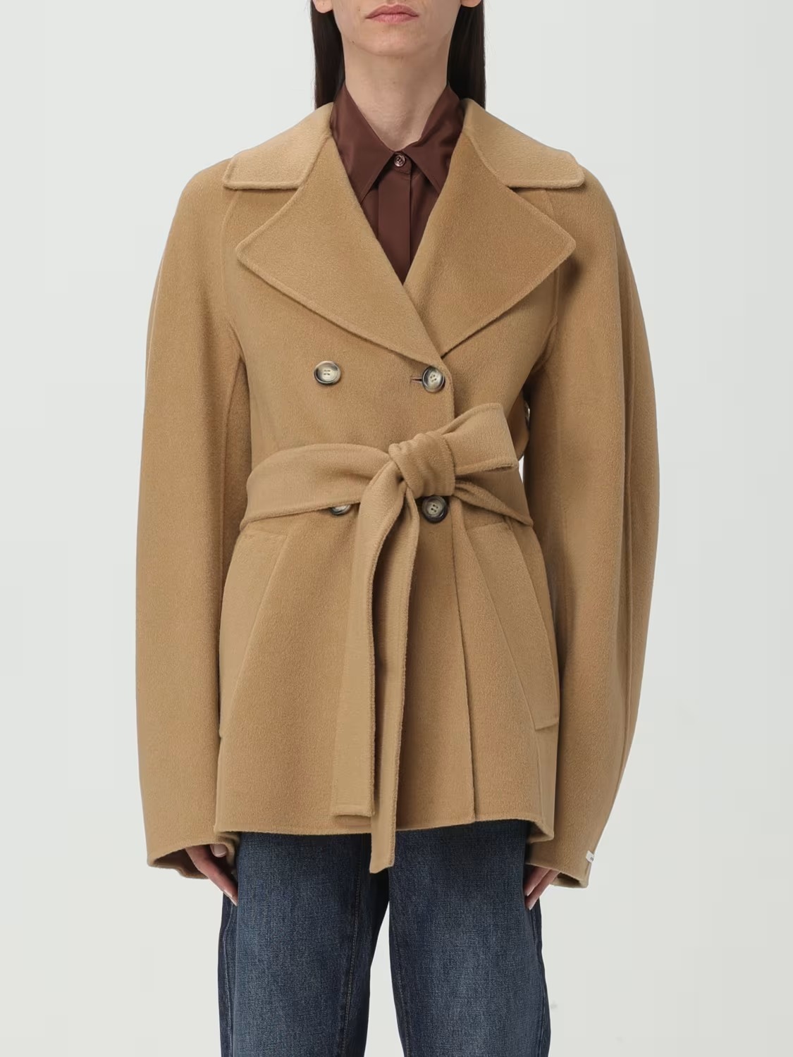 《送料無料》 MAXMARA Short wrap coat in cashmere blend HUMAN