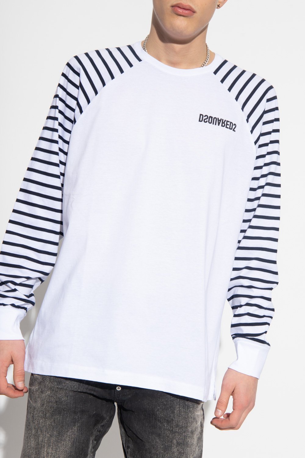 大人気★DSQUARED2 長袖ストライプ Tシャツ ロンT メンズ