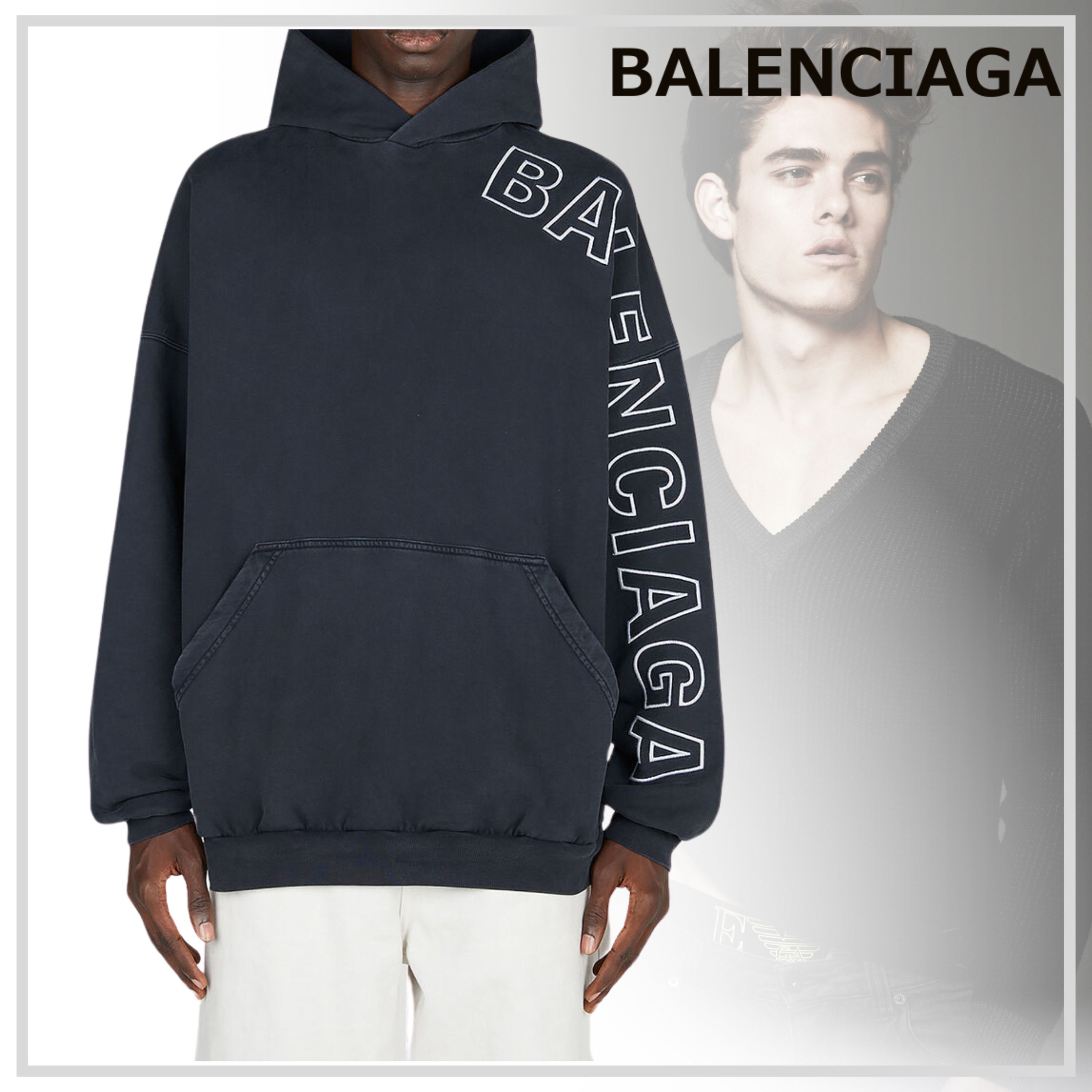 スタイリッシュな【BALENCIAGA】ロゴ プリントパーカー 24SS新作