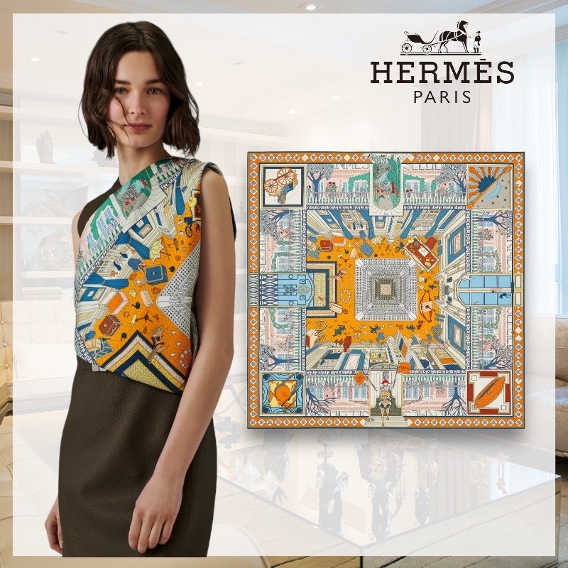 【エレガント】HERMES《Objets de Curiosite》90 カレ スカーフ