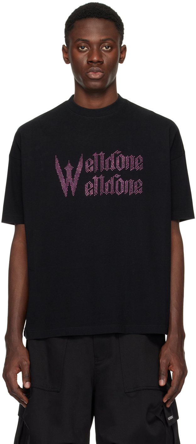【関税込み】We11done ブラック ラインストーン Tシャツ