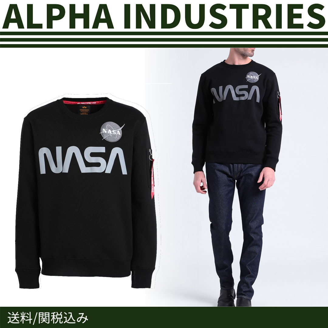 スウェット【ALPHA INDUSTRIES】送料関税込み クルーネック ロゴ