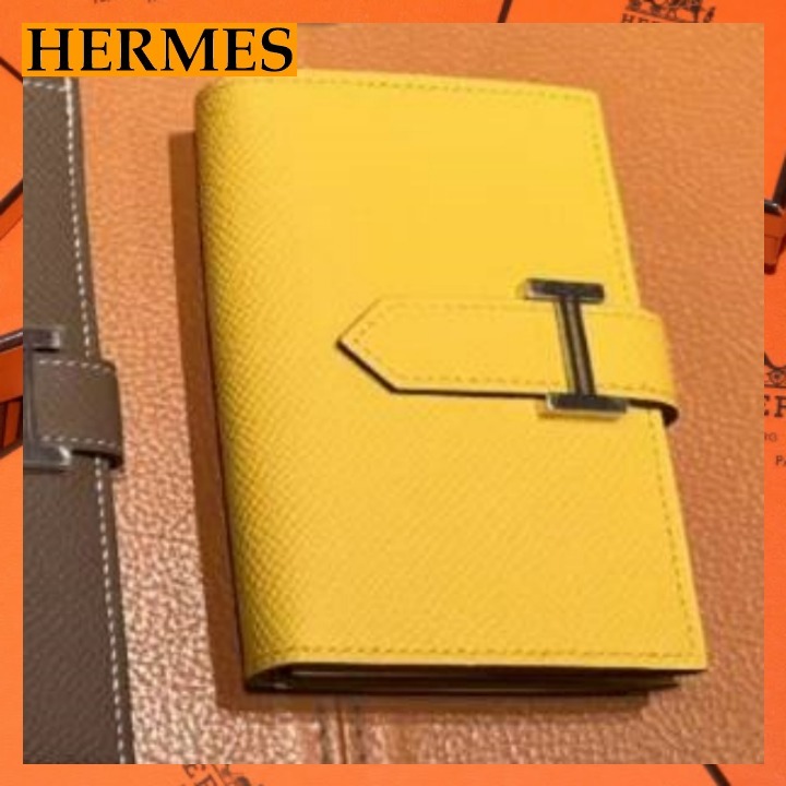 ☆男女兼用☆【Hermes】ベアンコンビネ ３つ折り財布 黄色