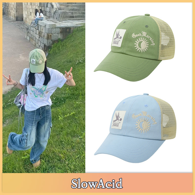 【SLOWACID】★人気★バードラベルメッシュベースボールキャップ