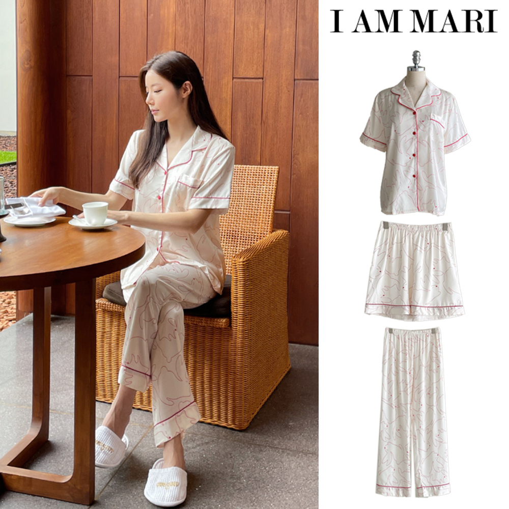 【I AM MARI】Raissel Silk Pajama Set (3pcs)