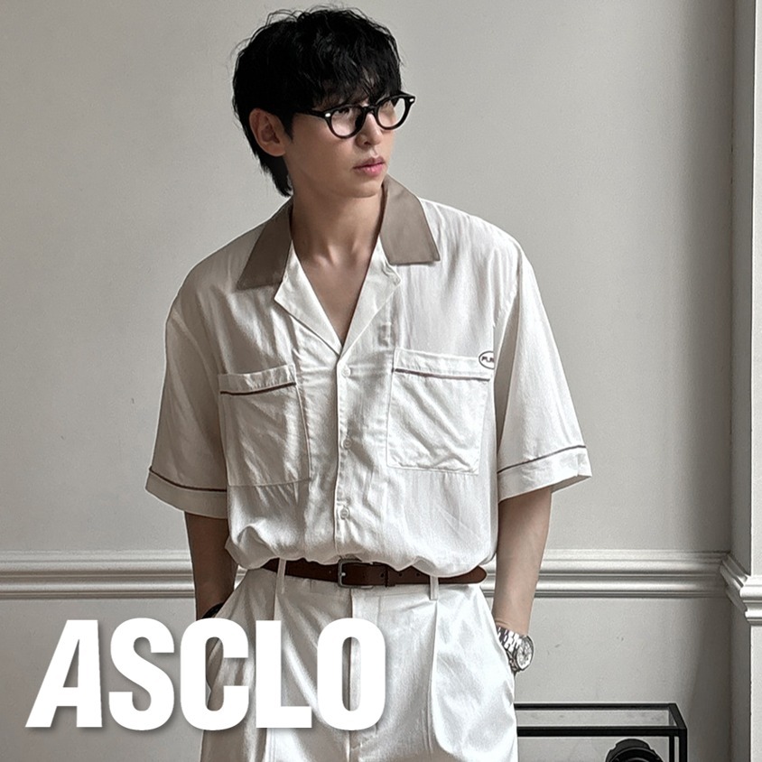 シャツ Pleddy Embroidery Open Collar Relax Shirt (3color)