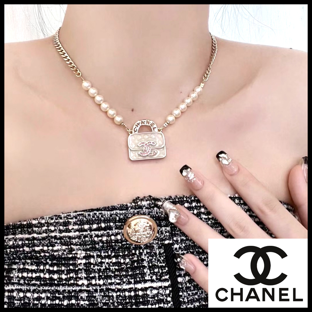 大人気★【CHANEL】バッグモチーフ ネックレス パール
