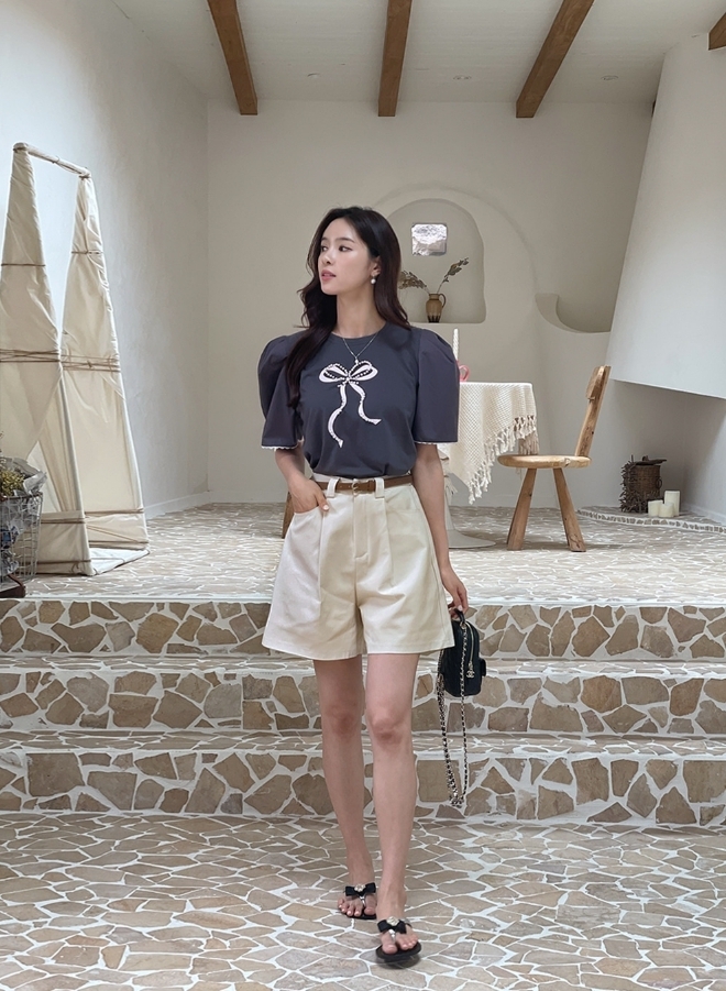 【I AM MARI】Delienne Ribbon Puff T-Shirt