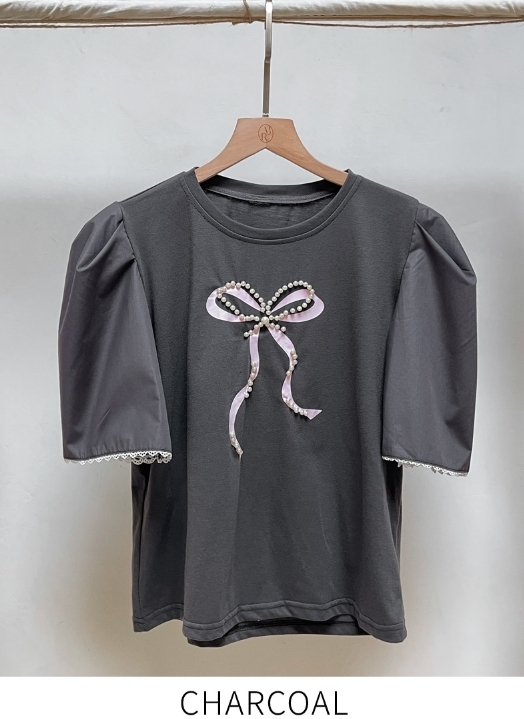 【I AM MARI】Delienne Ribbon Puff T-Shirt