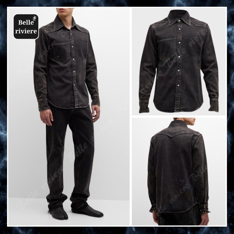 24SS new/Maison Margiela ペイントデニムシャツ Shirt Black