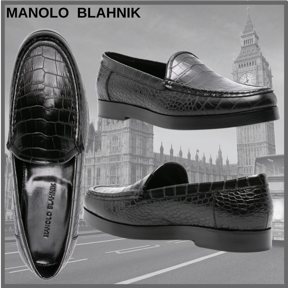 【MANOLO BLAHNIK 】★Dinelio クロコエンボス ローファー