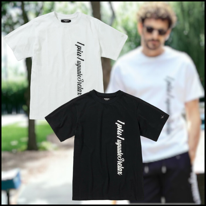 ★イケオジ★【1PIU1UGUALE3 RELAX】縦ロゴ 半袖 Tシャツ