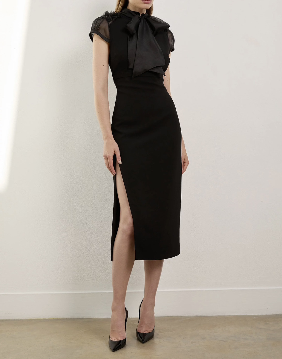 安心追跡付【KAREN MILLEN】アップリケオーガンジウーブンドレス 国内発・関税込!! KAREN MILLEN*オーガンジーアップリケドレス