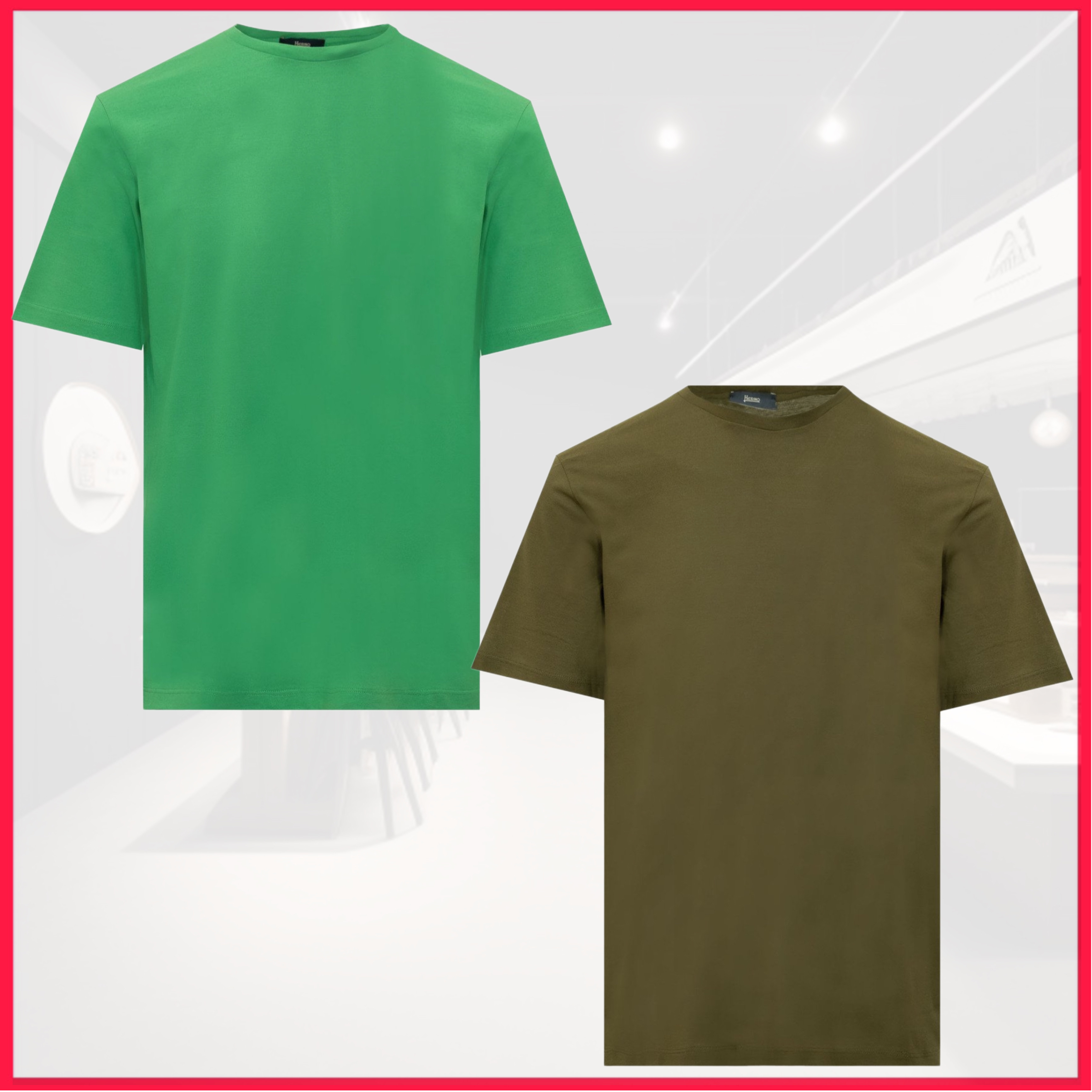 ショートパンツに合う[ヘルノ]クルーネック コットン半袖Tシャツ