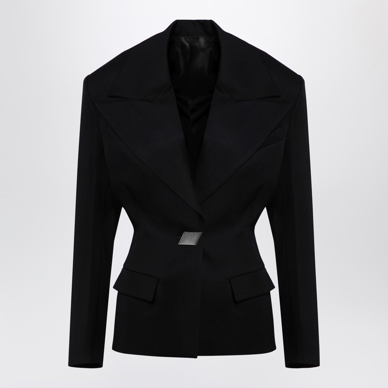 ジャケット The Attico Black wool single-breasted jacket with epaulettes