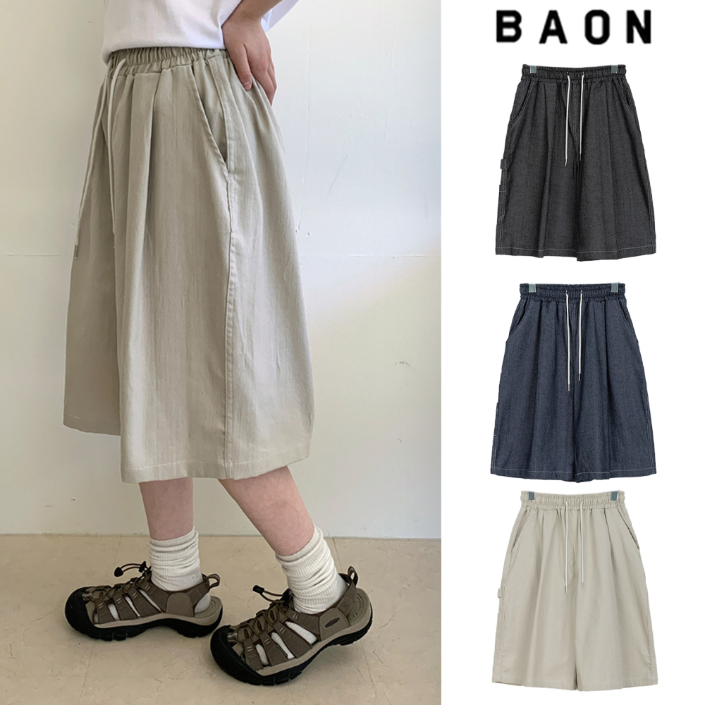 【BAON】[unisex] Mizuki Carpender Banding Bermuda Cotton PT