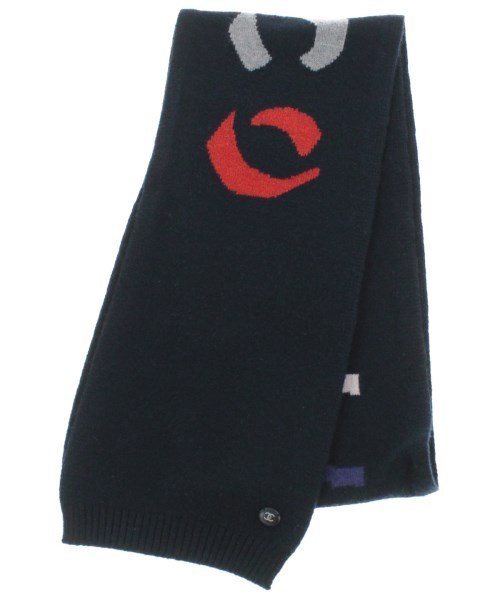 CHANEL シャネル マフラー 紺x赤xグレー等 - 4100122D0071