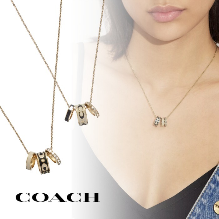 国内発送『COACH』シグネチャー エナメル ロンデル ネックレス