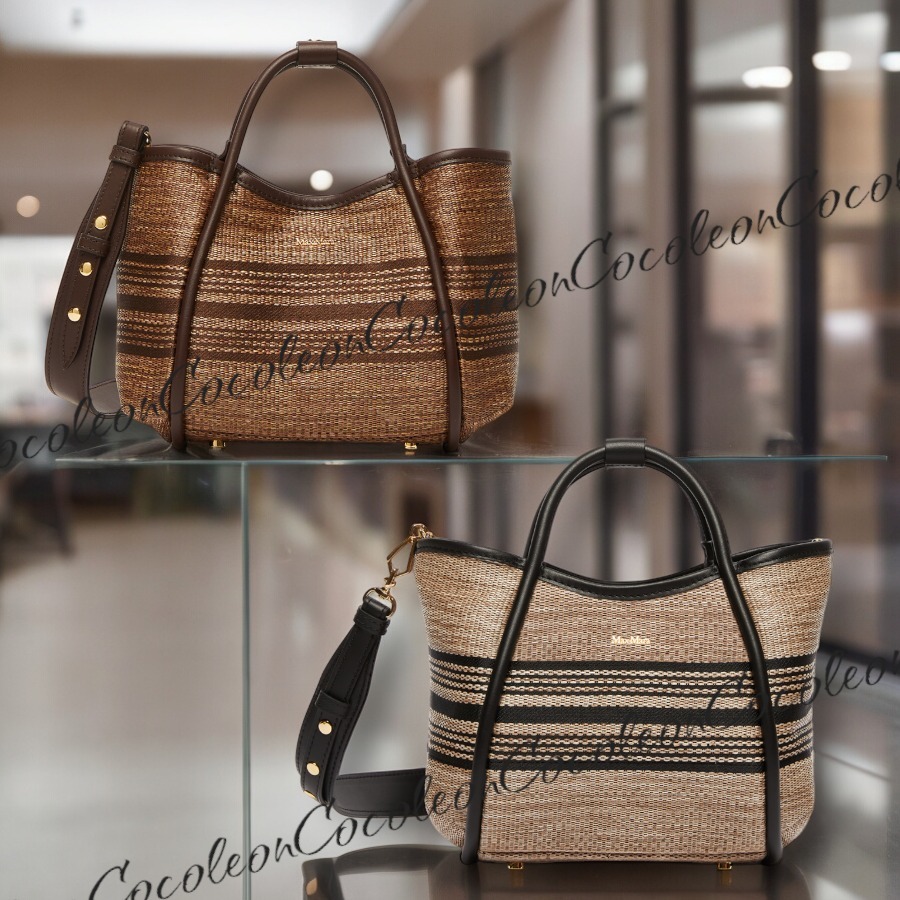 人気【MAXMARA】Borsa Marine XS in tessuto rafia jacquard