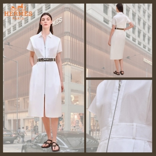 HERMES - エルメス ワンピース ジップアップ・ドレス モザイク