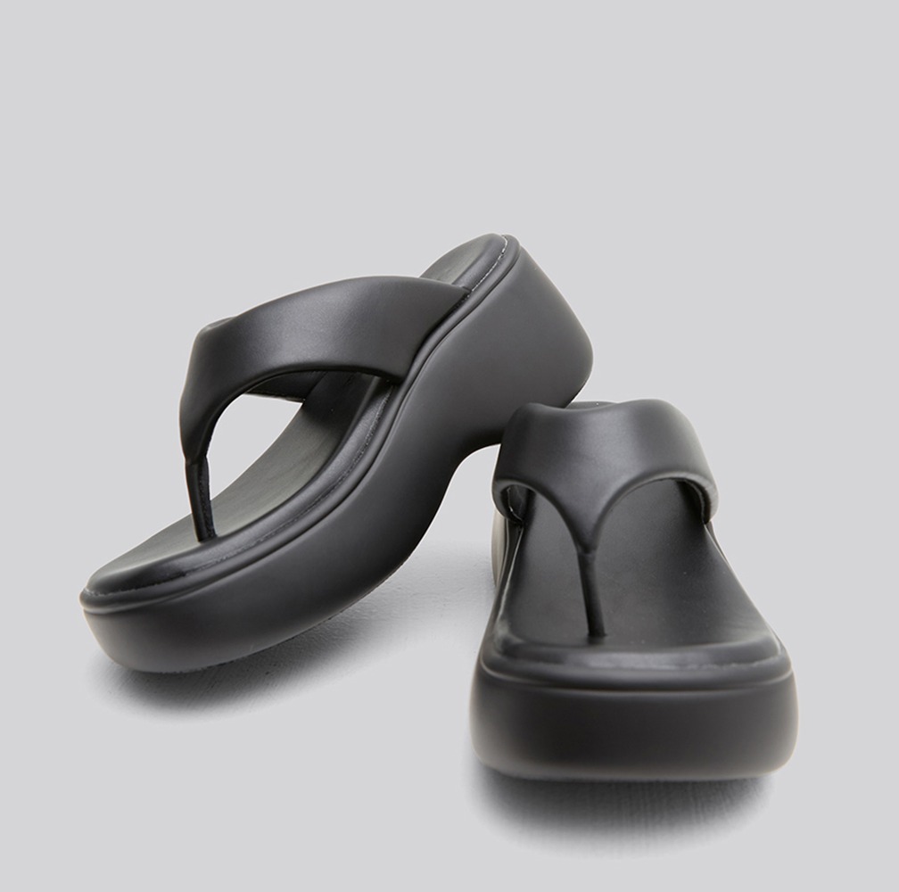 [NEVY]Tineage Leather Platform スリッパ（ヒール 6.5cm, 2色）