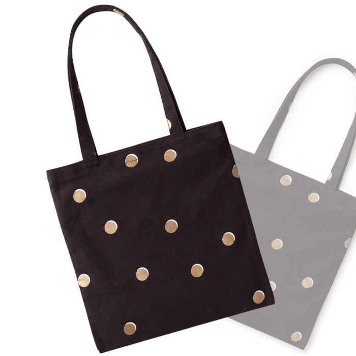 [kate spade NY] キャンバス トートバッグ 黒 水玉柄