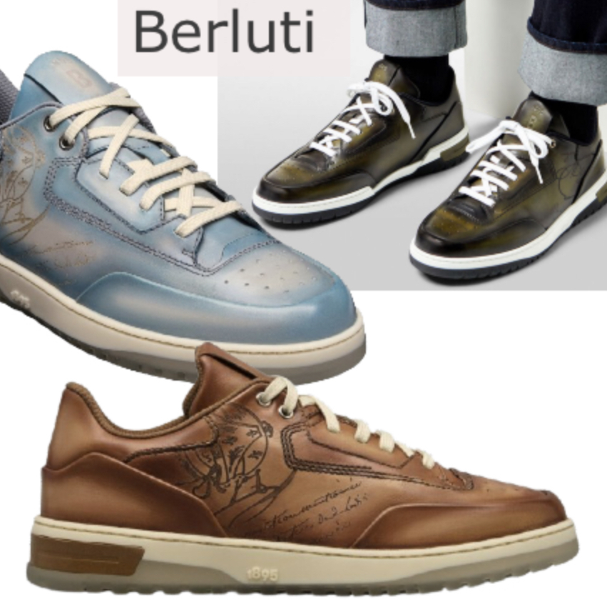 【Berluti】Playoff レザー スクリット スニーカー ローカット