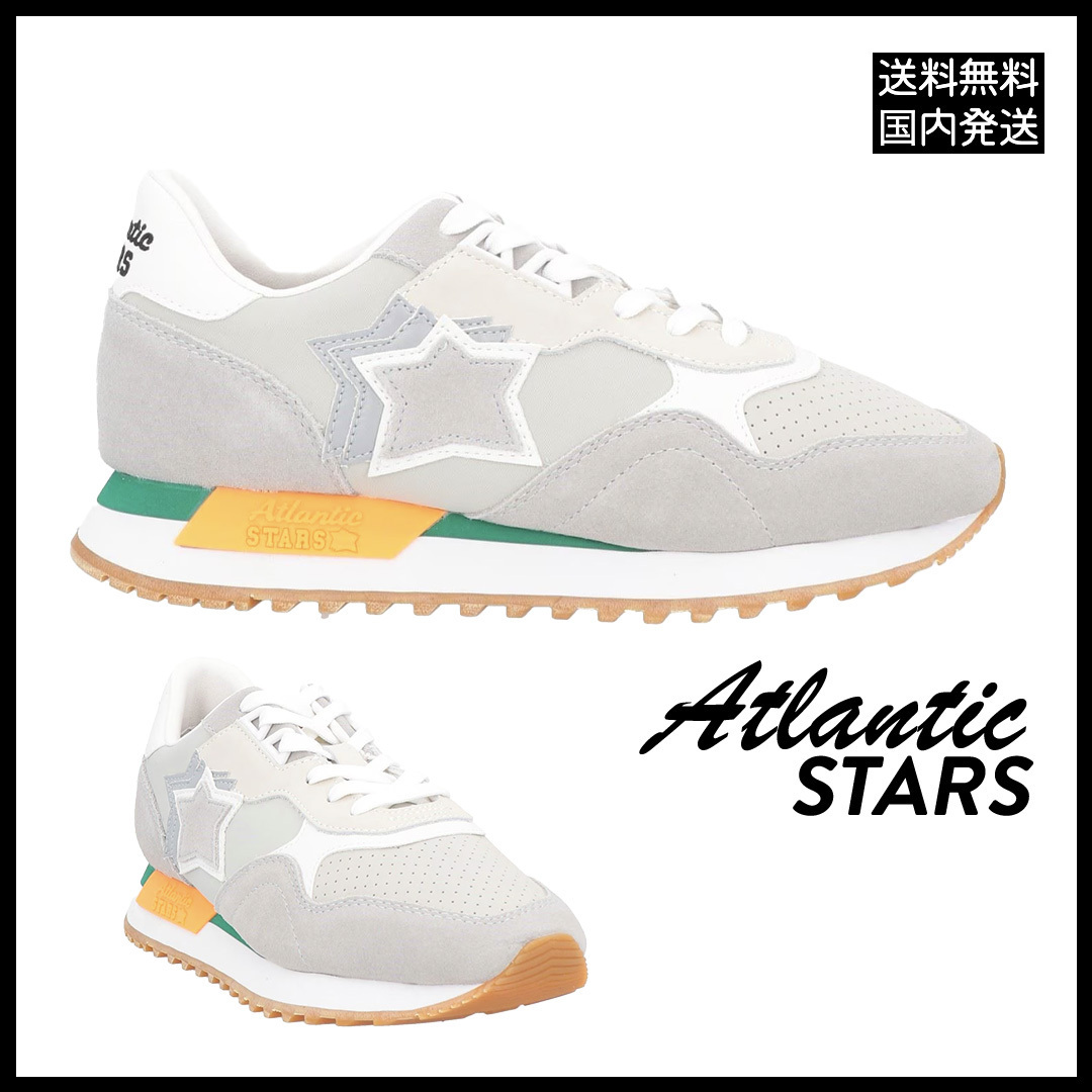 関税込 Atlantic STARS ロゴ スエード スニーカー ライトグレー