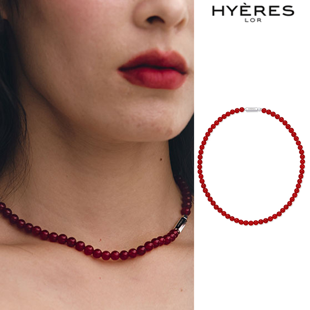 【HYERES LOR】24SS★ H edition BR(W) Ball Red Jade Beads NC