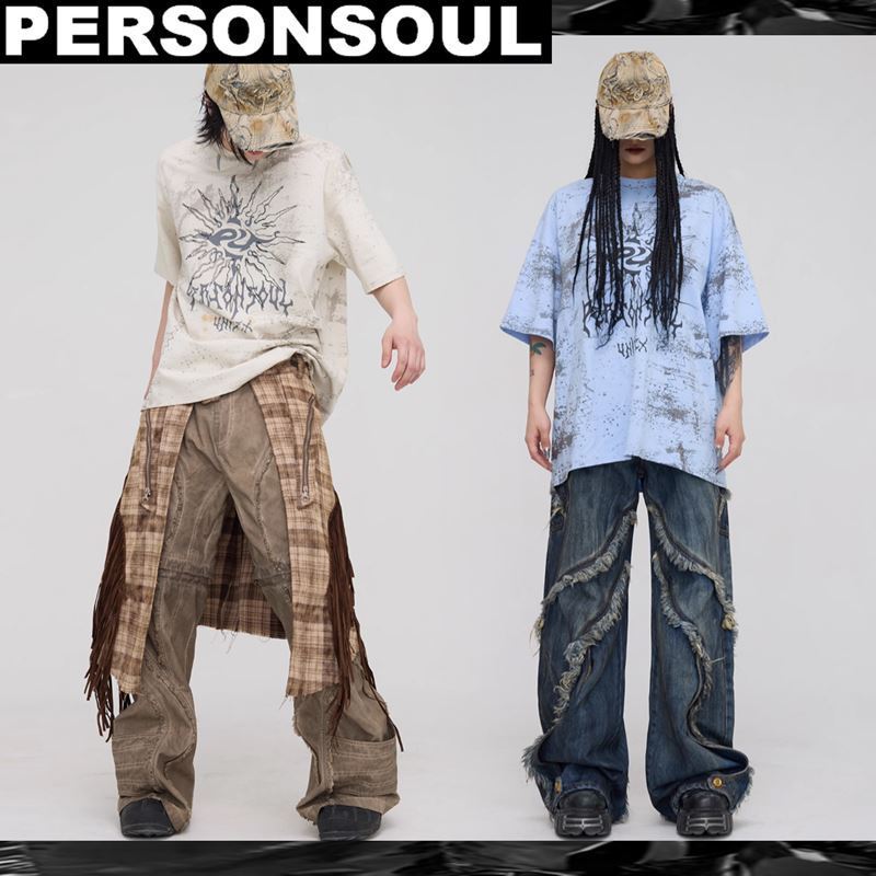 PERSONSOUL*日本未入荷 サン/トーテム刺繍/ステンドルーズ T