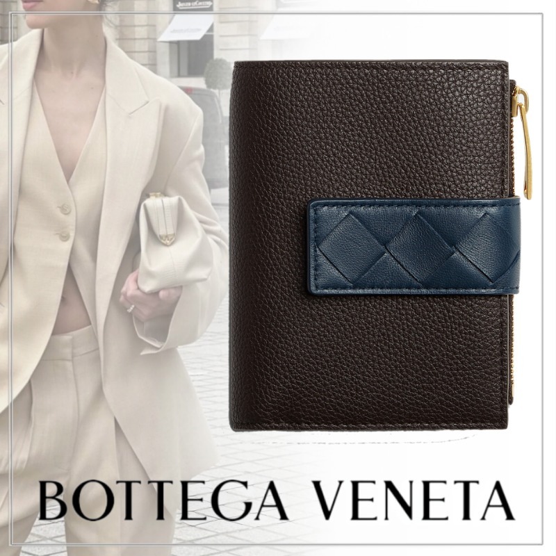 注目 BOTTEGA VENETA◆レザー TAG SMALL 2つ折り財布 バイカラー