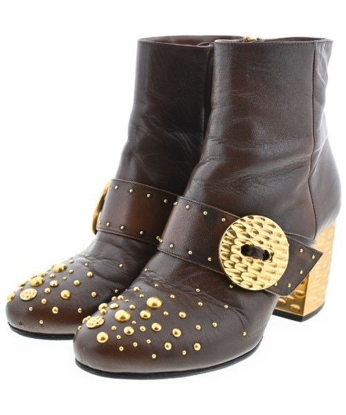 PRADA プラダ ブーツ 茶xゴールド EU35(22cm位) 4103724J0082