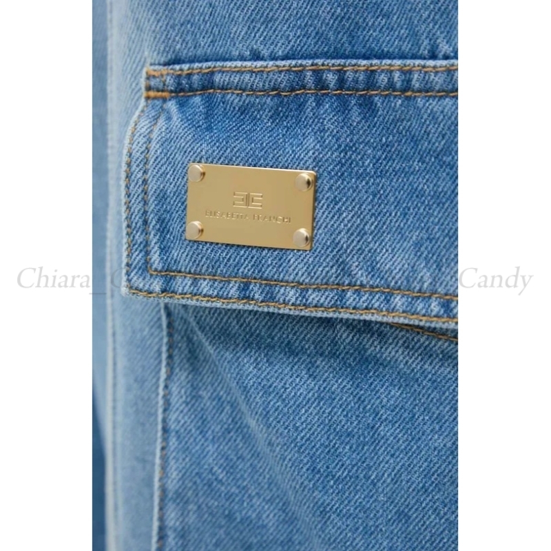 【24SS NEW】ELISABETTA FRANCHI /バックジップ付きカーゴデニム 24SS NEW】ELISABETTA FRANCHI /バックジップ付きカーゴデニム