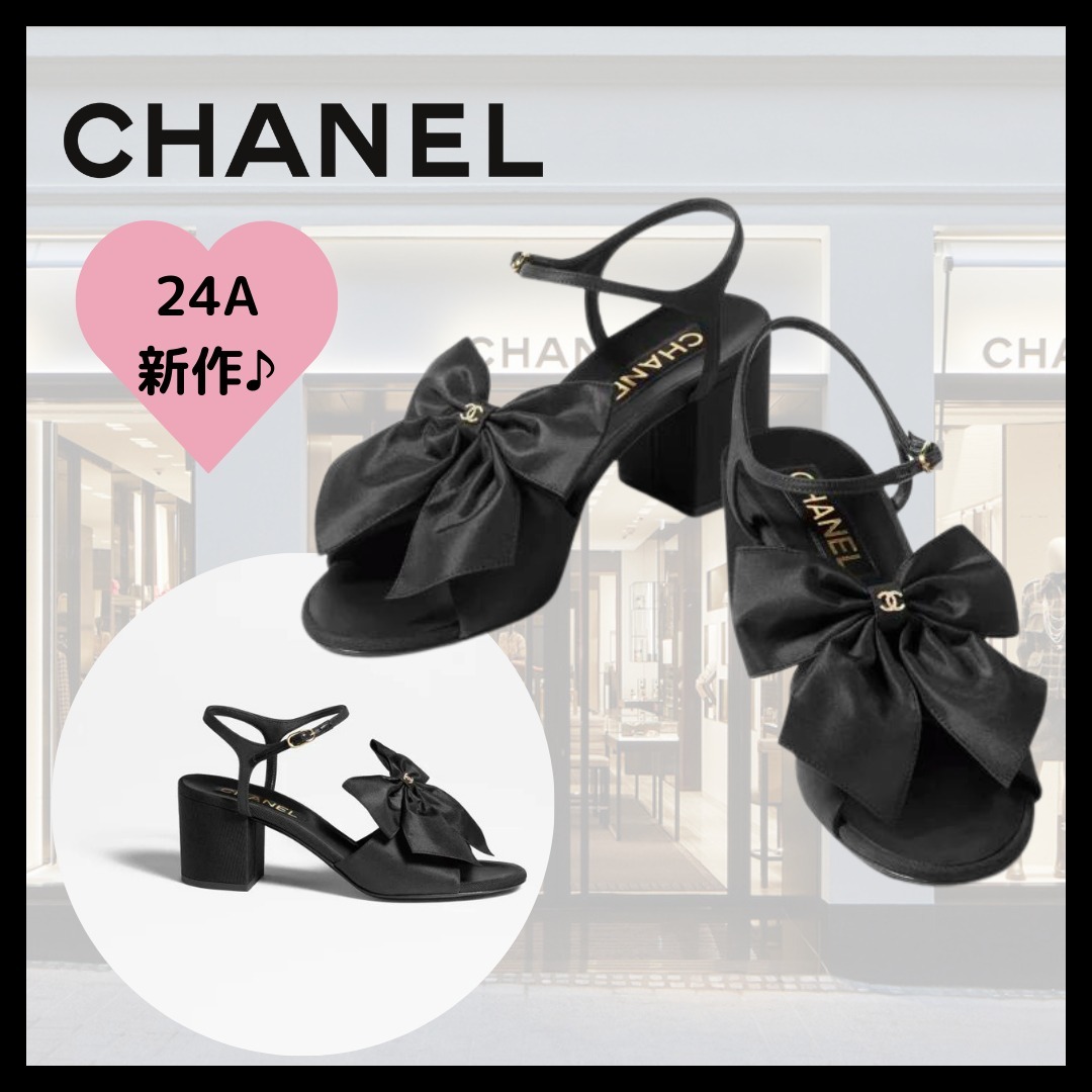存在感抜群◎【CHANEL】サンダル リボン CCロゴ