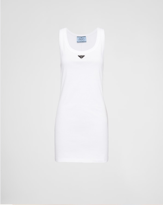 《送料無料》 PRADA Ribbed knit jersey dress