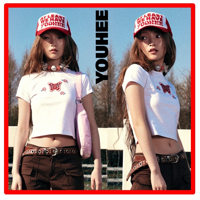 ☆韓国の人気☆【YOUHEE】☆BUTTERFLY APLIQUE T-SHIRT.S☆
