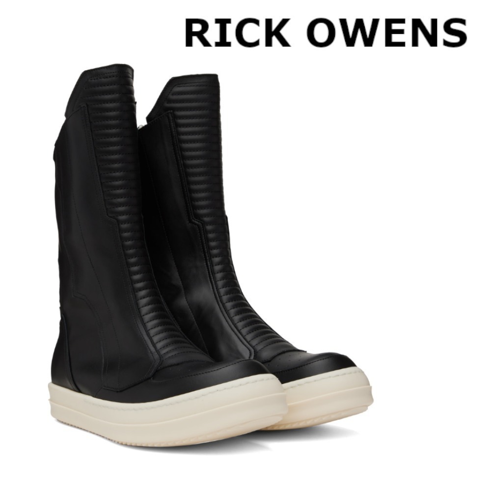 関税込【RICK OWENS】ブラック レザー Biker スニーカー