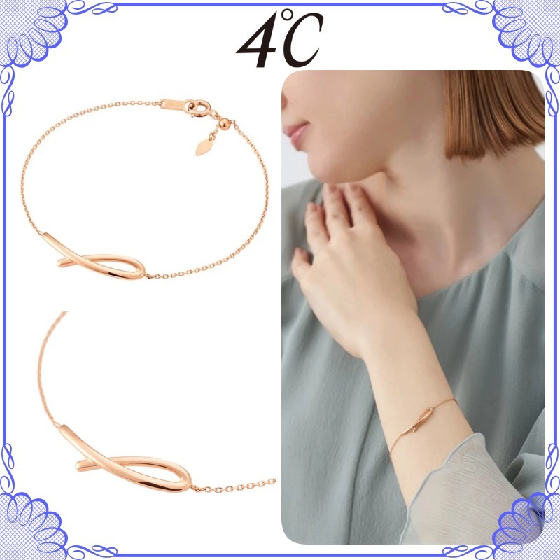 大人気!! 4℃ シルバー ピンクゴールド チェーン ブレスレット