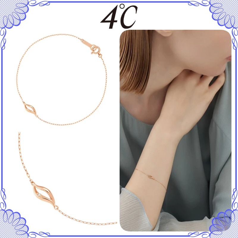 大人気!! 4℃ K10 ピンクゴールドチェーン ブレスレット