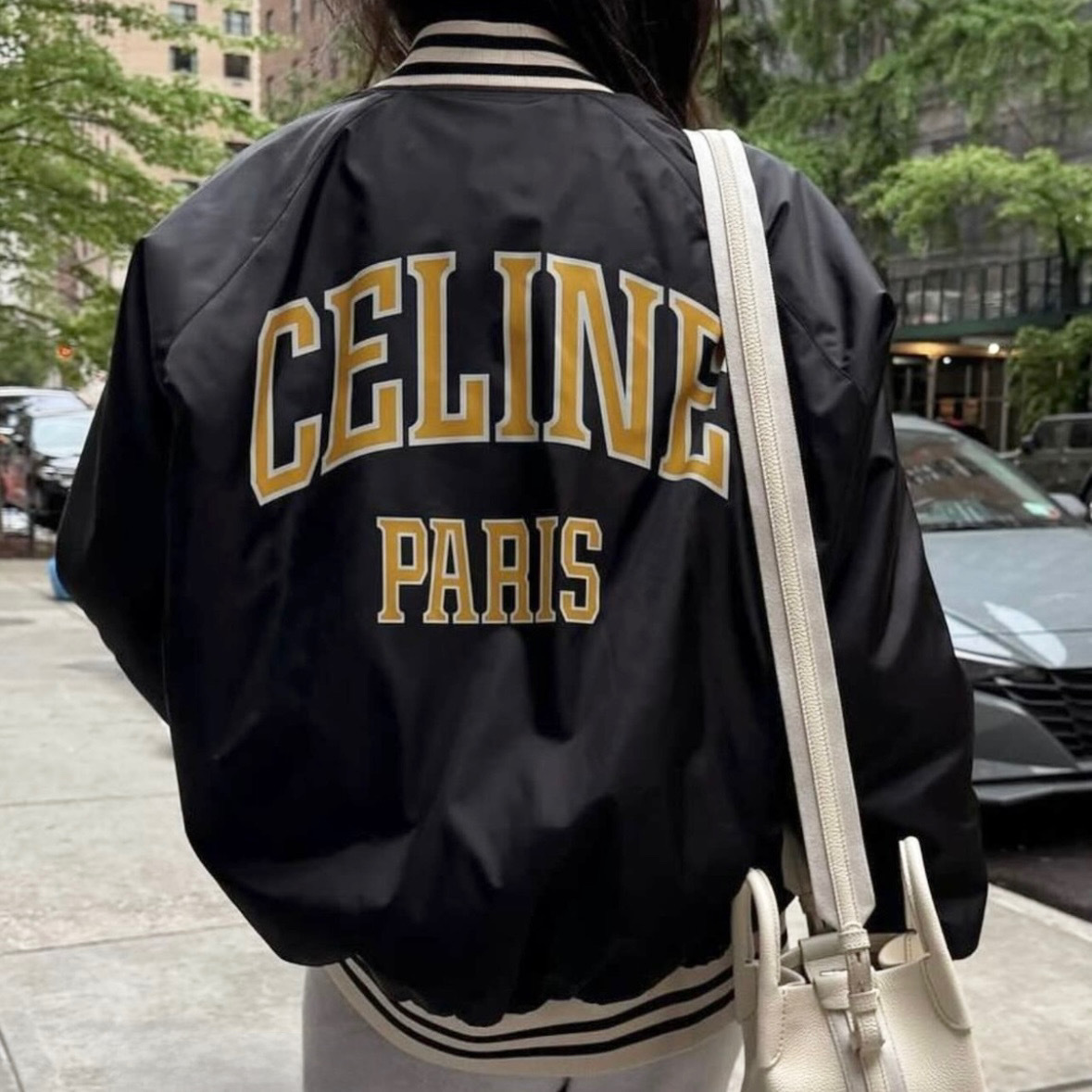 CELINE PARIS プリント入り ルーズ テディジャケット