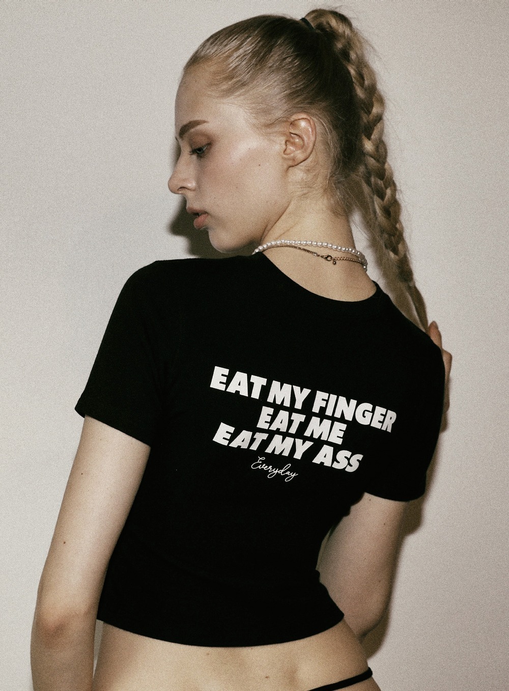 【BADBLOOD】Eat Me スリムTシャツ - ブラック BADBLOOD】Eat Me スリム Tシャツ 全2色 (BADBLOOD/Tシャツ
