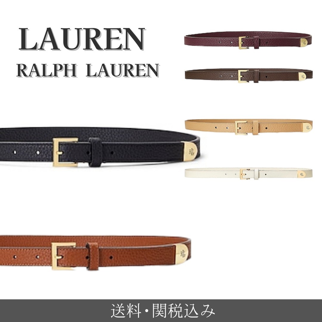 LAUREN RALPH LAUREN レザー幅細ベルト ロゴ入り