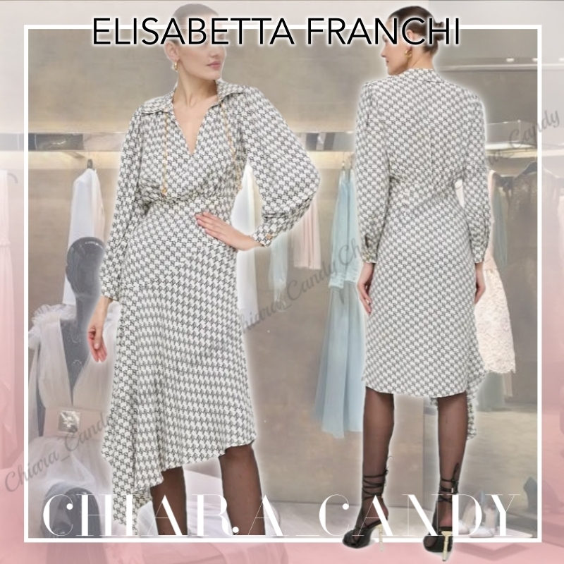 【24SS NEW】ELISABETTA FRANCHI / ロゴプリント シャツドレス