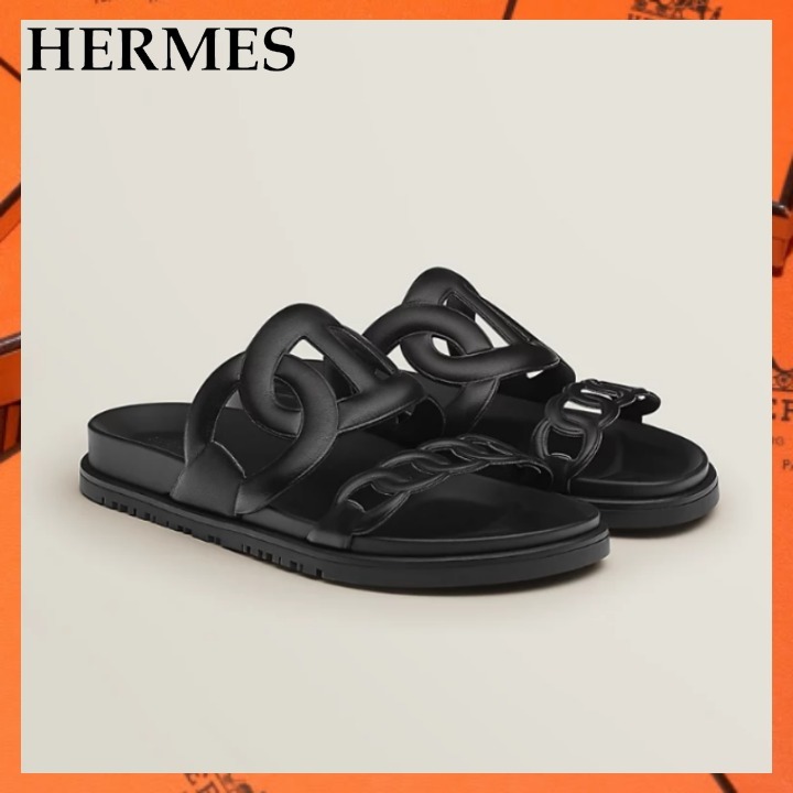 ☆シェーヌダンクルが可愛い☆【Hermes】エクストラサンダル 黒
