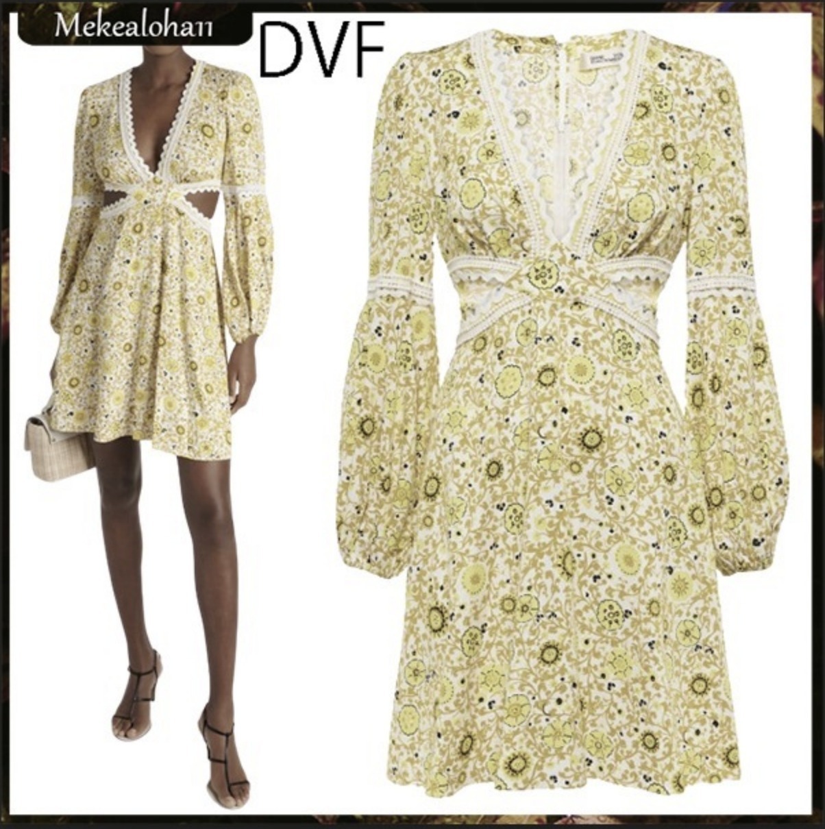 DVF☆キミープリントカットアウトツイルミニドレス