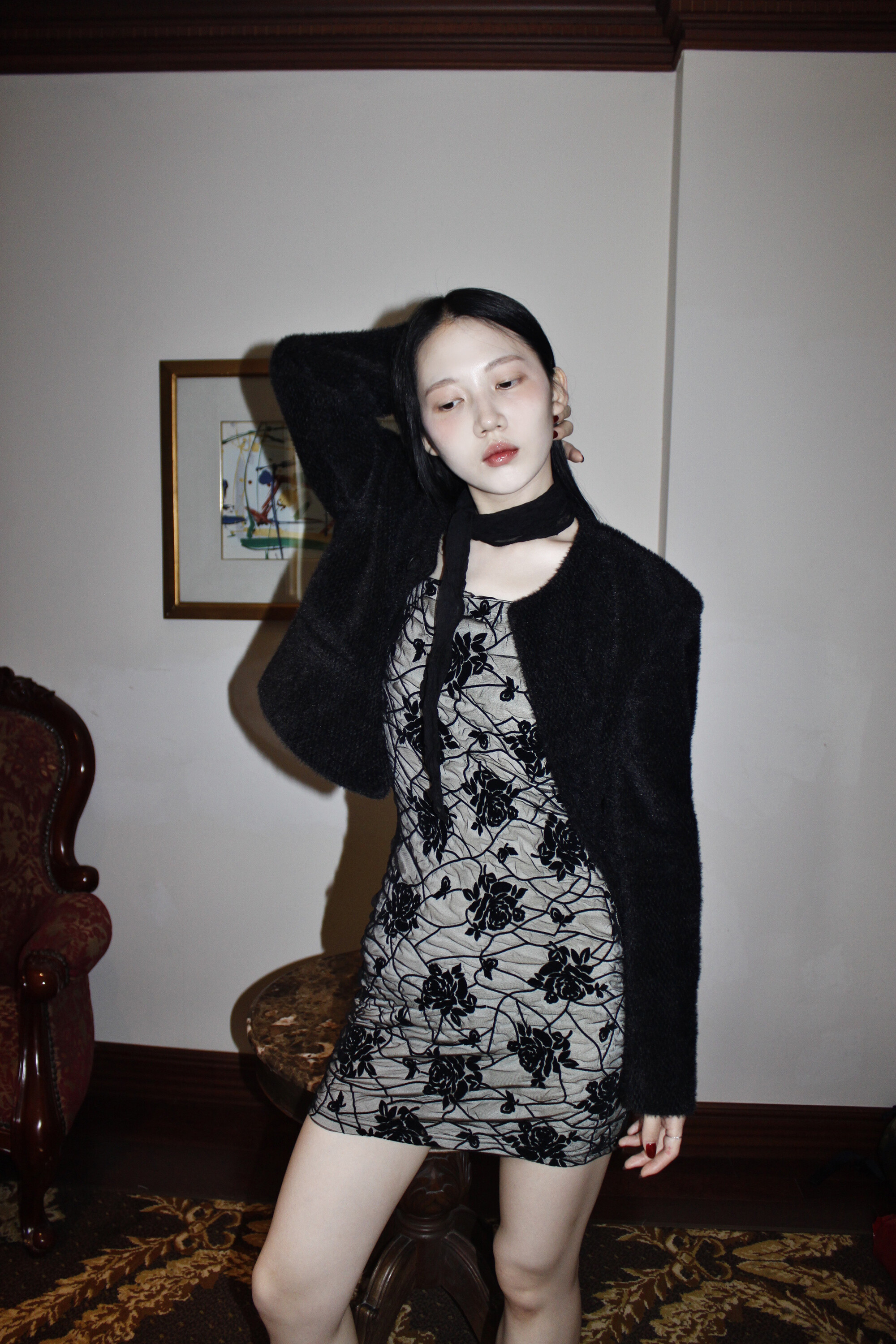 《sheismiae》 MIAE Rose lace mini dress