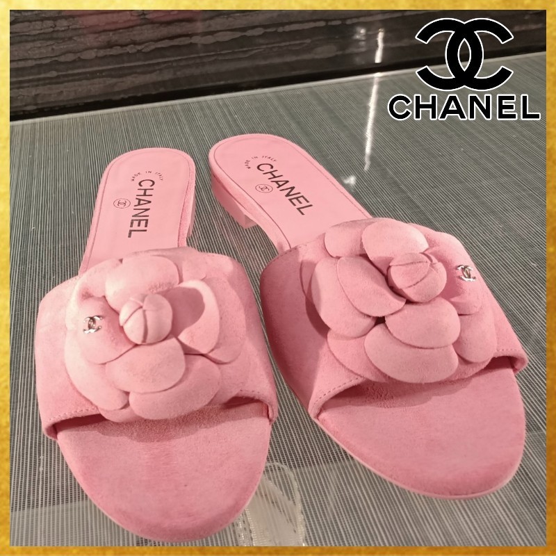 【ピンクが可愛い】CHANEL CCロゴ カメリア ミュール サンダル